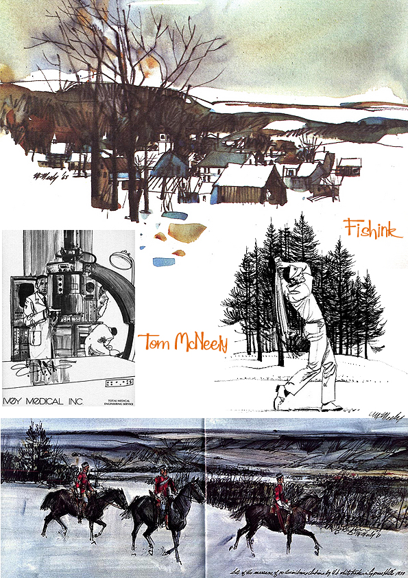 Set of 6 vintage art prints Tom McNeely Royal Canadian series on large card stock